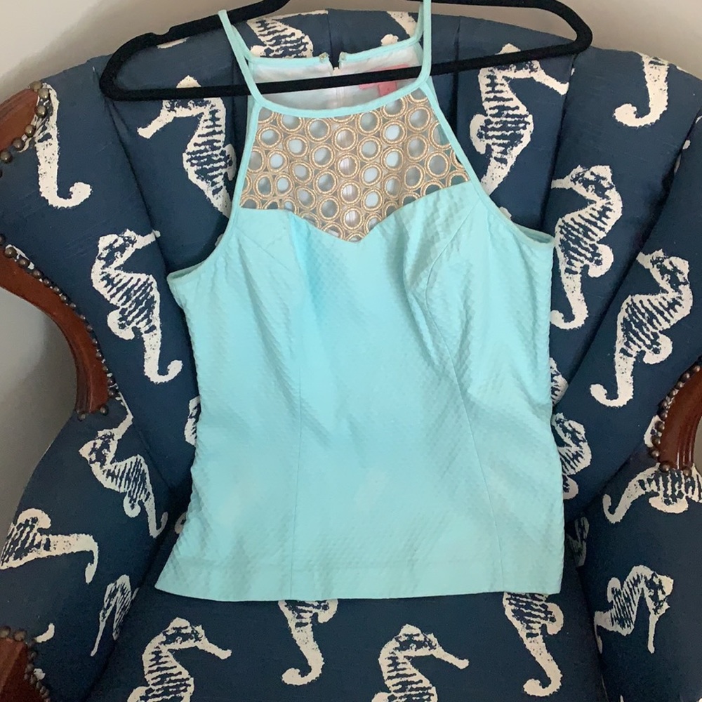 Lilly Pulitzer Aqua Sleeveless Blouse